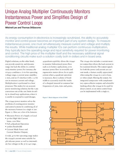 Linear Technology LT2940 Power Monitor Application Note