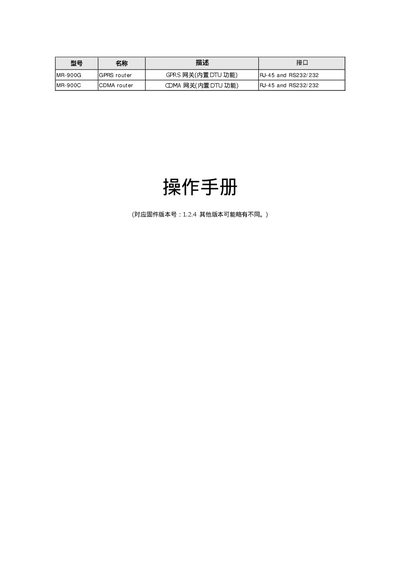 GPRS MR-900G Router Manual - cover page