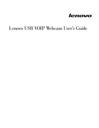 Lenovo USB VOIP Webcam User Guide - cover page