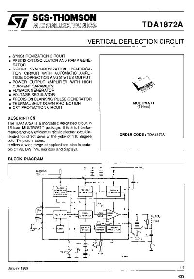 SGS-THOMSON TDA1872A Datasheet - cover page