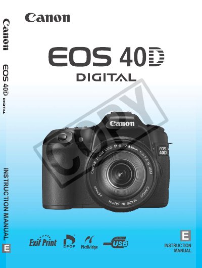 Canon EOS 40D Digital SLR Camera Instruction Manual