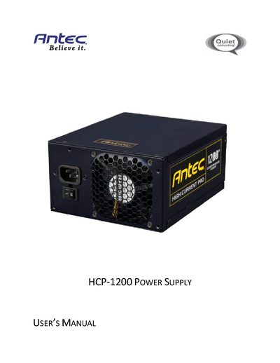 Antec HCP-1200 Power Supply User Manual - cover page