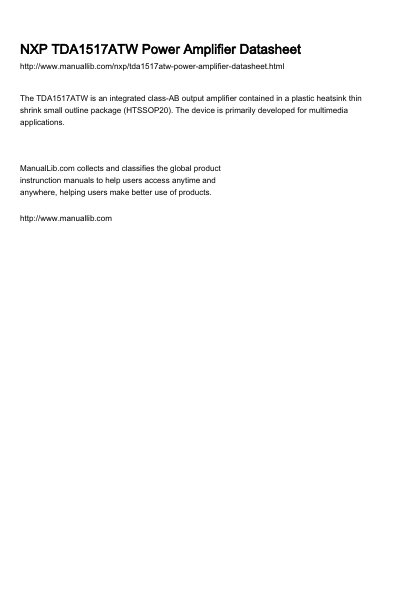 NXP TDA1517ATW Power Amplifier Datasheet