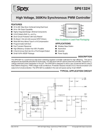 Sipex SP6132H Datasheet - cover page