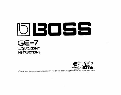 BOSS GE-7 Graphic Equalizer Instructions - cover page