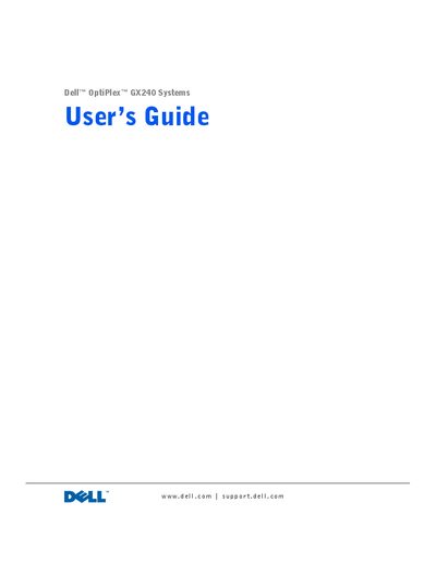 Dell OptiPlex GX240 Systems User Guide - cover page
