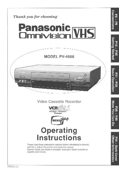 Panasonic PV-4666 VHS VCR Operating Instructions - cover page