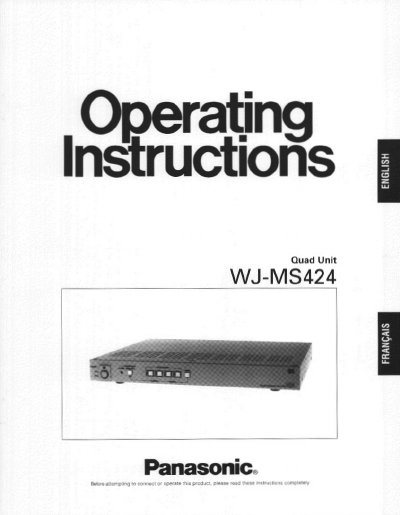 Panasonic WJ-MS424 Quad Unit Operating Instructions - cover page