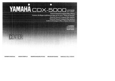 Yamaha CDX-5000 Compact Disc Player Owner's Manual - cover page