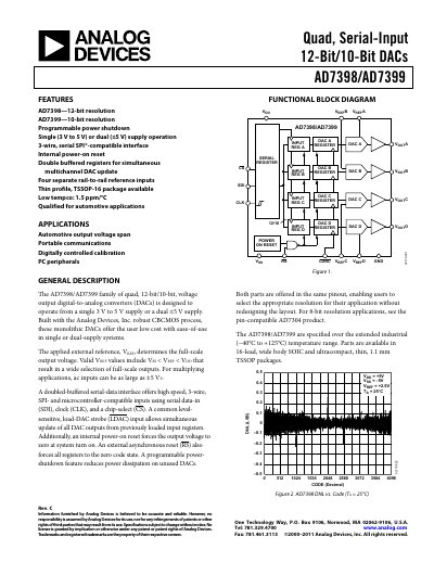 Analog Devices AD7398/AD7399 Quad DAC Datasheet Rev C