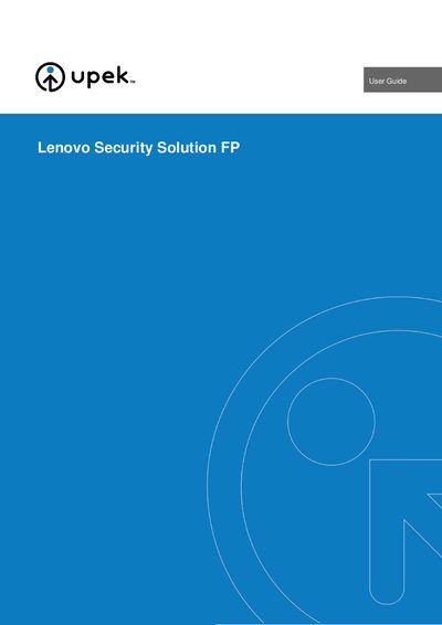 Lenovo Security Solution FP User Guide - cover page