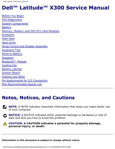 Dell Latitude X300 Service Manual