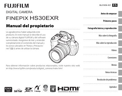 Fujifilm FinePix HS30EXR Digital Camera Owner's Manual - cover page
