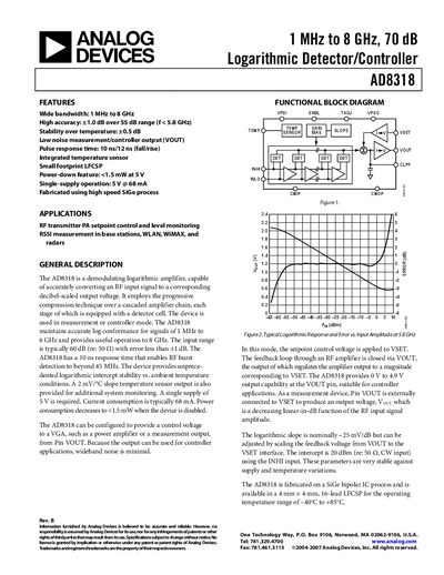 Analog Devices AD8318 Product Handbook Rev B