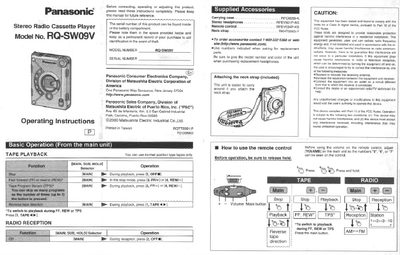 Panasonic RQ-SW09V Manual - cover page