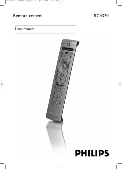 Philips RC4370 Remote Control User Manual - cover page