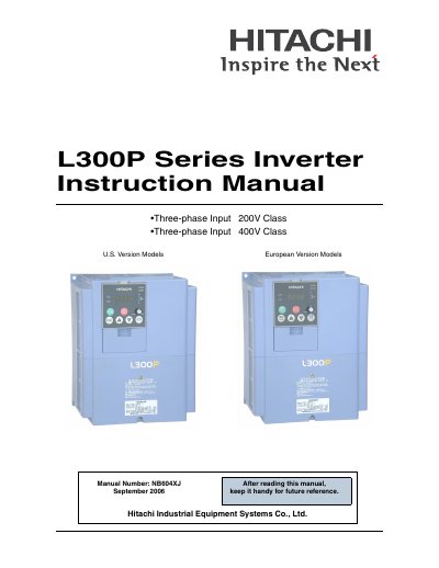 Hitachi L300P Inverter Instruction Manual