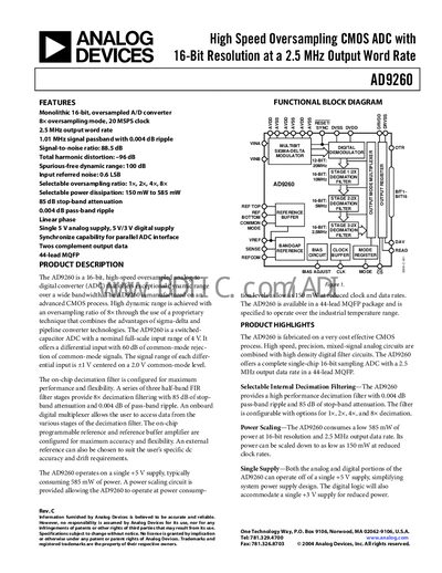 Analog Devices AD9260 Handbook - cover page