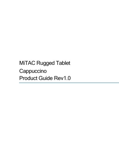 MiTAC Cappuccino Rugged Tablet Product Guide - cover page