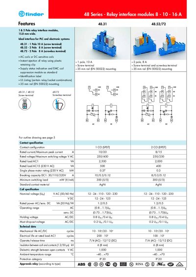Finder 48 Series Relay Interface Modules Manual