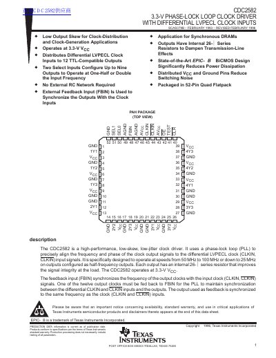 Texas Instruments CDC2582 Datasheet - cover page
