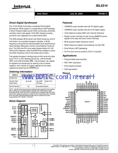 Intersil ISL5314 Datasheet - cover page