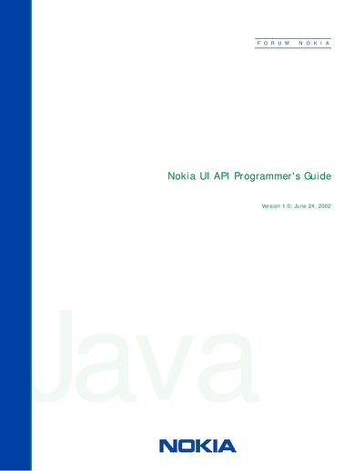 Nokia UI API Programmer's Guide - cover page