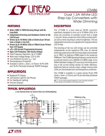Linear Technology LT3486 Datasheet - cover page