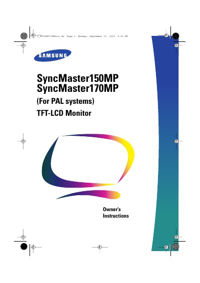Samsung SyncMaster150MP/SyncMaster170MP Monitor User Manual - cover page