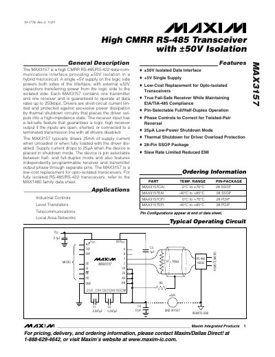 MAXIM MAX9157 Manual - cover page