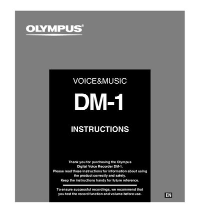 Olympus DM-1 Voice & Music Recorder User Manual