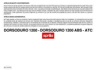aprilia 899129 Dorsoduro 1200 - Dorsoduro 1200 ABS FR-ES My 2010 Manual