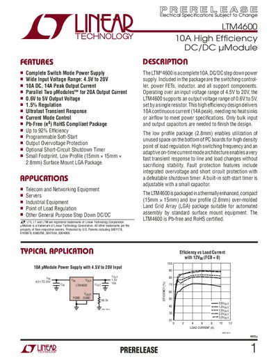 Linear Technology LTM4600 Datasheet - cover page