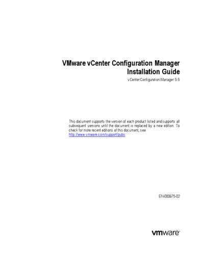 VMware vCenter Configuration Manager 5.5 Installation Guide - cover page