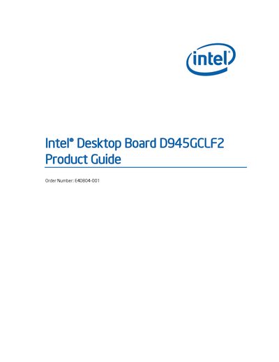 Intel D945GCLF2 Desktop Board Product Guide - cover page