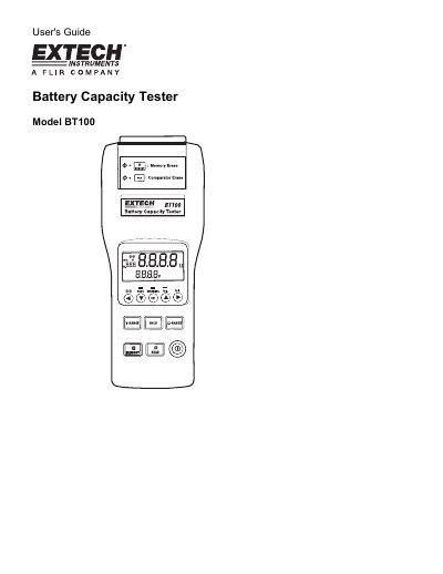 Extech BT100 Battery Capacity Tester User's Guide