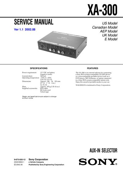 Sony XA-300 Service Manual - cover page