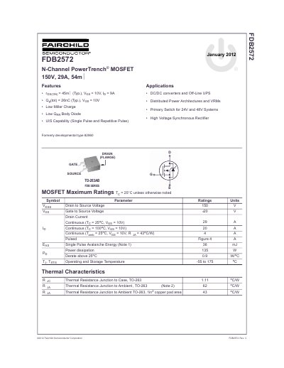 FAIRCHILD FDB2572 FDP2572 Manual - cover page