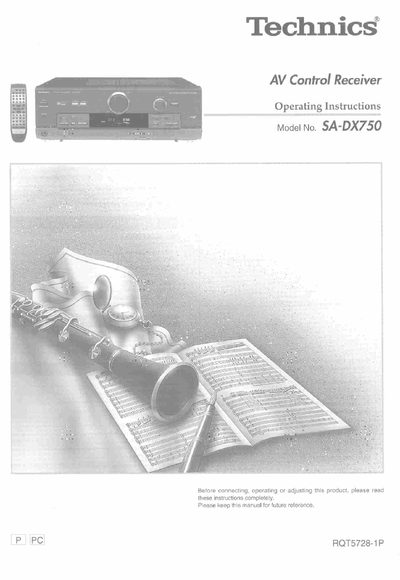 Technics SA-DX750 AV Control Receiver Operating Instructions - cover page
