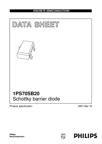 Philips 1PS70SB20 Schottky Barrier Diode Data Sheet - cover page