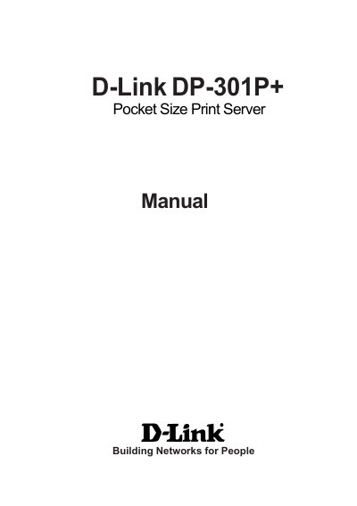 D-Link DP-301P+ Pocket Size Print Server User Manual - cover page