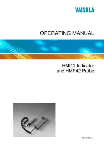 Vaisala HMI41/HMP42 Operating Manual - cover page