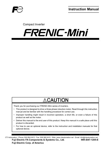 Fuji Electric FRENIC-Mini Compact Inverter Instruction Manual - cover page
