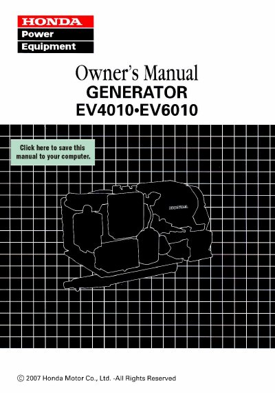 Honda EV4010/EV6010 Generator Owner's Manual - cover page