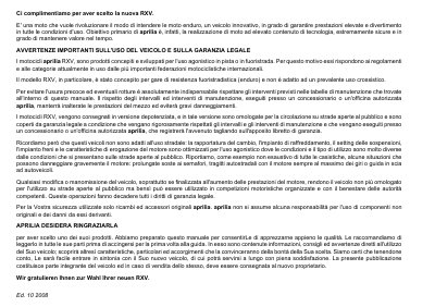 aprilia 854072 RXV 450-550 I-D 2009 Manual - cover page