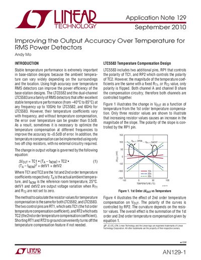Linear Technology AN129 RMS Power Detector Temperature Compensation Guide - cover page
