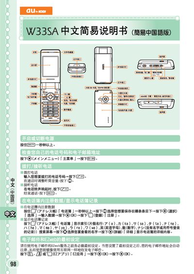 au by KDDI W33SA Quick Start Guide - cover page