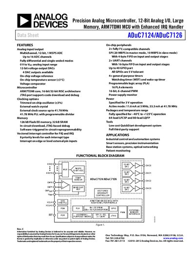 Analog Devices ADuC7124/ADuC7126 Product Handbook - cover page