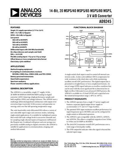 Analog Devices AD9245 Datasheet