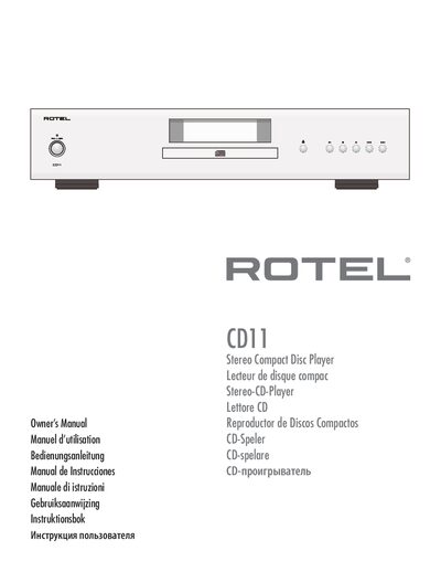 Rotel CD11 Stereo CD Player Owner's Manual